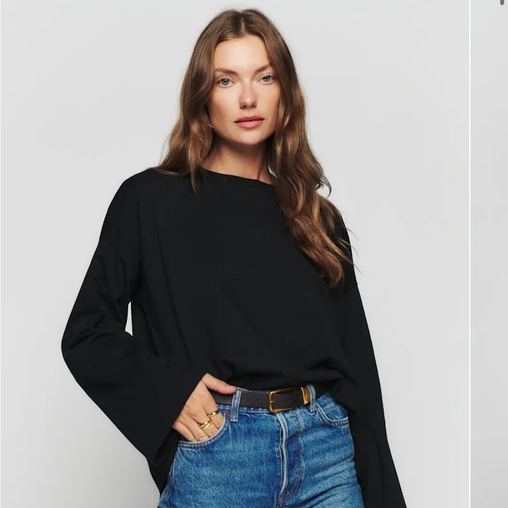 Reformation Black Oversized Long Sleeve Tee Size XS